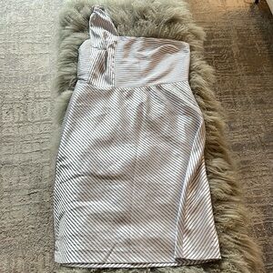 Banana Republic Summer Pinstripe One-Shoulder Dress